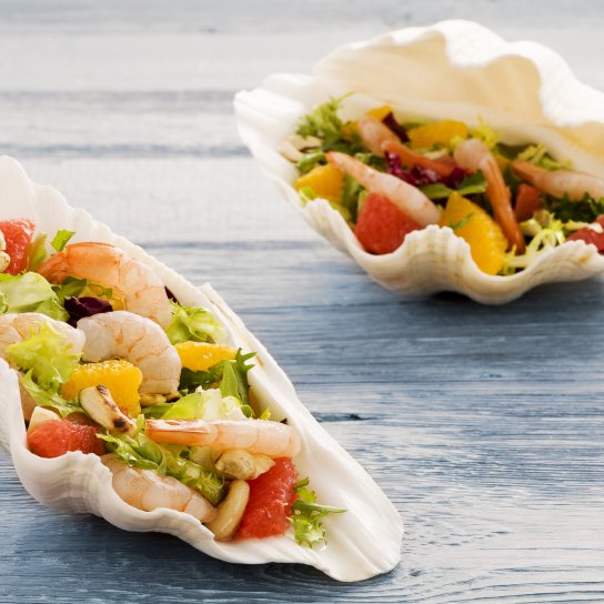 салат з апельсинами та креветками