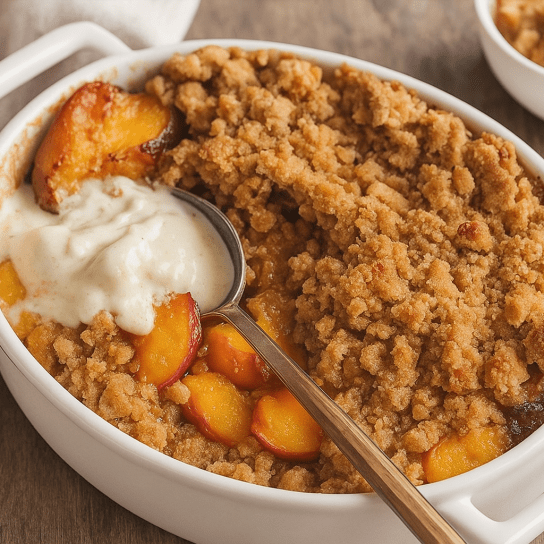 Запечені персики з вівсяними пластівцями