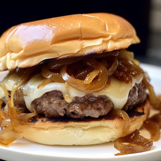 Бургер із карамелізованою цибулею