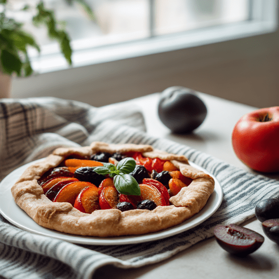 Галета зі сливами томатами та оливками