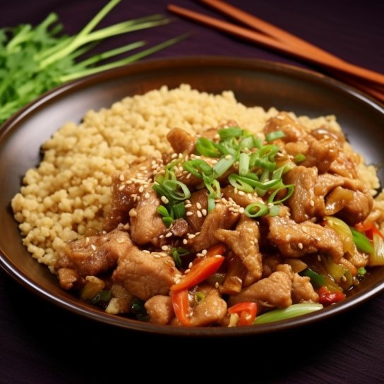 Китайська свинина гобаожоу з булгуром