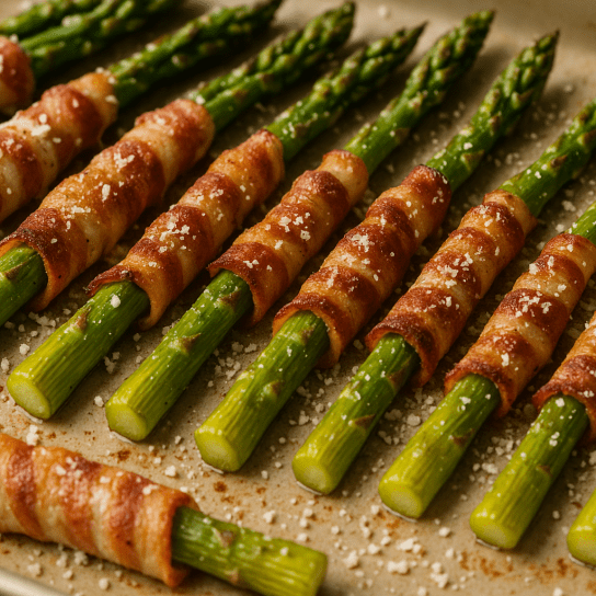 Спаржа з панчетою та сиром