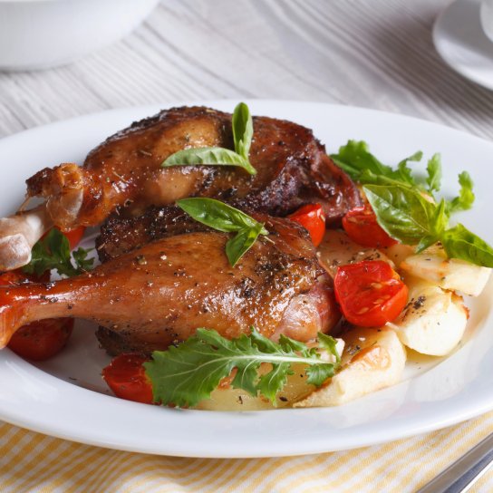 Смажена качка з галушками