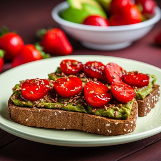 Простые бутерброды с клубникой, помидорами и авокадо