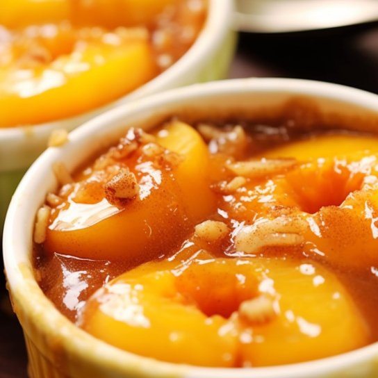 Персики з горіхами, запечені у густому соусі