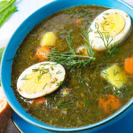 Зелений борщ із пшоном