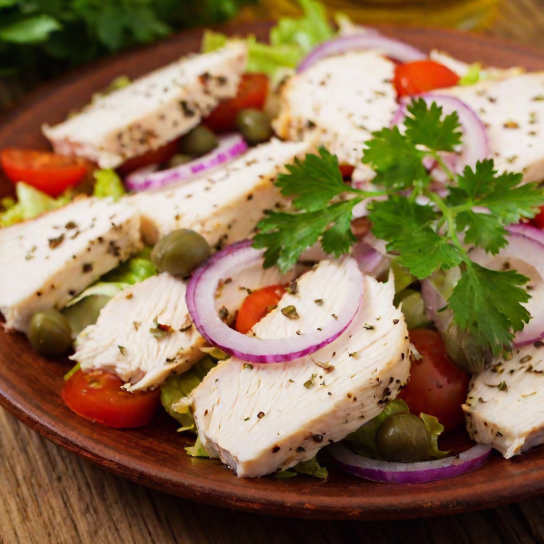 Простий салат з помідорами та куркою