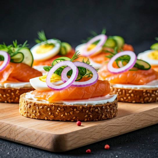 Тост з фореллю і маринованою цибулею