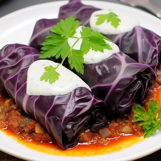 Голубці з фіолетової капусти з пшоном