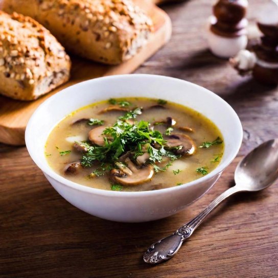 Суп з кіноа і грибами печерицями