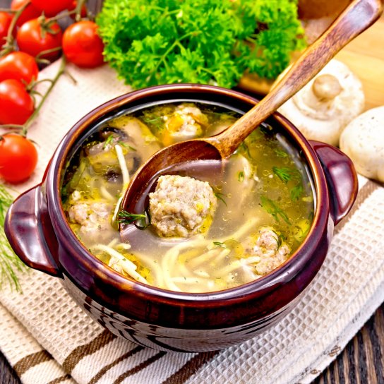 Суп с фрикадельками и грибами