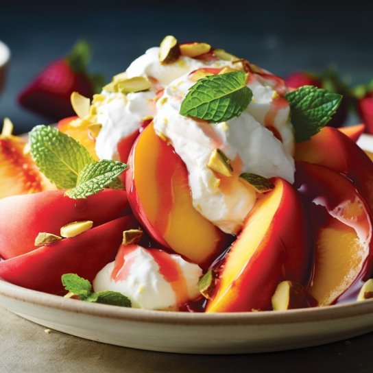 салат з полуницею і персиками