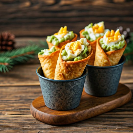 Ріжки з лаваша з яєчною начинкою