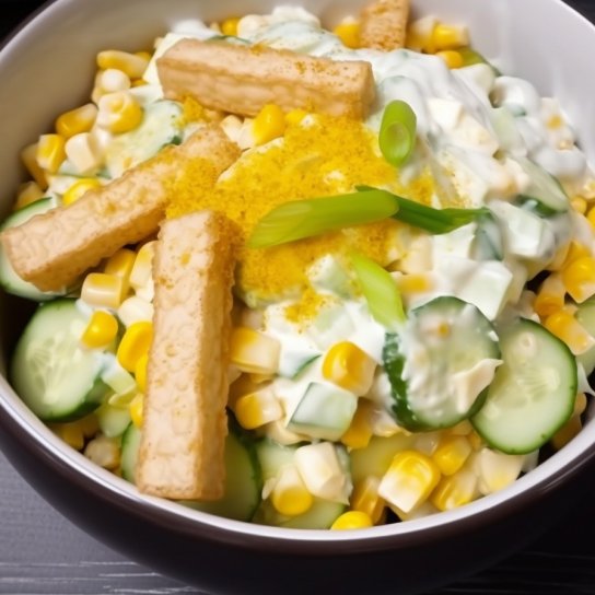 салат с кукурузой и сухариками