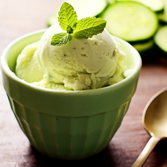 Домашнее мороженое из огурцов и мяты