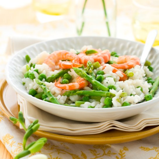 Ризото з креветками та горошком