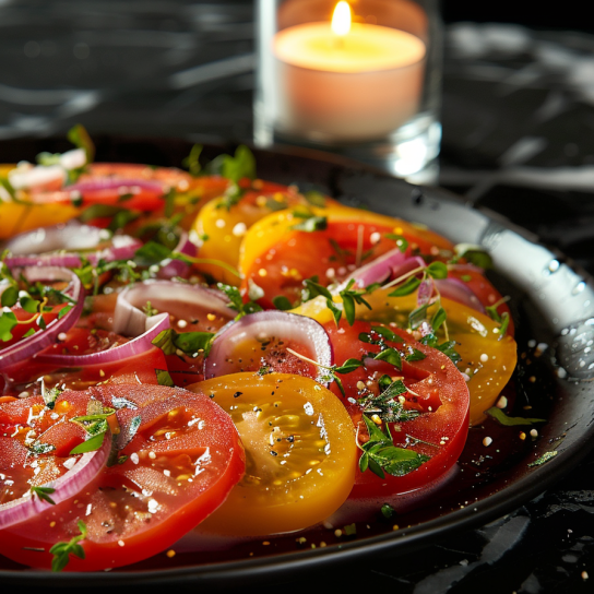 Помідори з цибулею та сиром