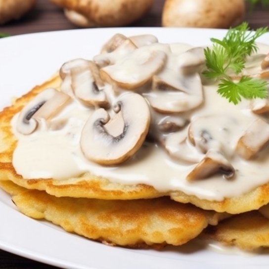 Кремзлики с грибной подливкой