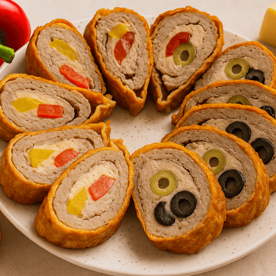 Рулет з вафель і фаршу