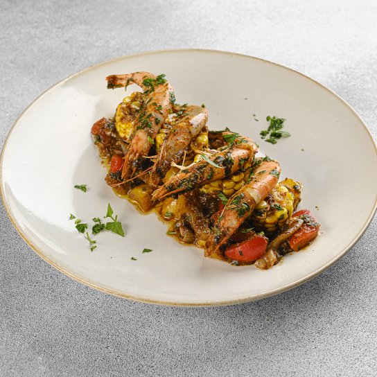 Креветки з кукурудзою в каджунському стилі