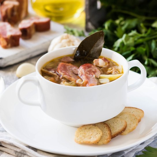 Суп с копченостями