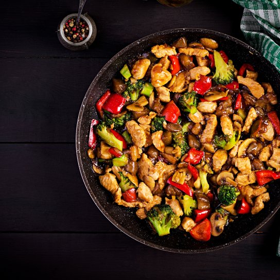 Смажені овочі з м'ясом