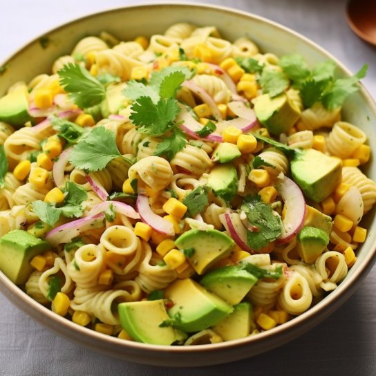Паста-салат з кукурудзою та авокадо