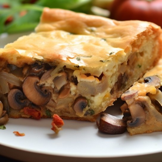 Заливний грибний пиріг на кефірі