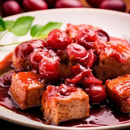 Свинина з вишнею та імбиром