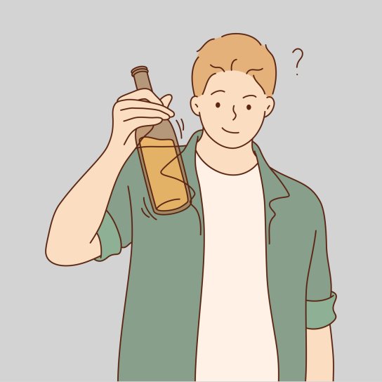 Малюнок хлопця, що тримає пляшку алкоголю
