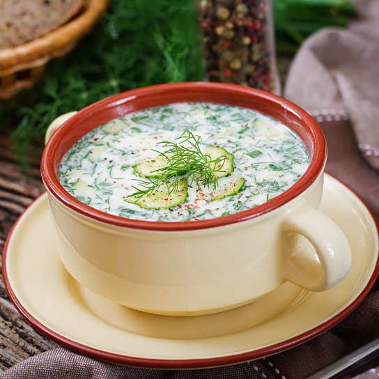 Окрошка з лососем