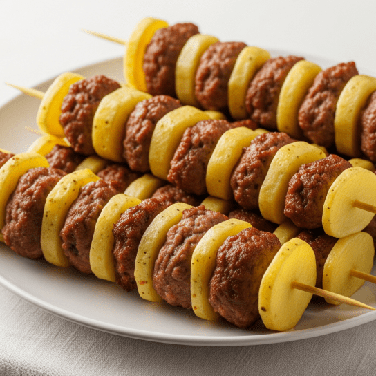 Картопля з фаршем на шампурах