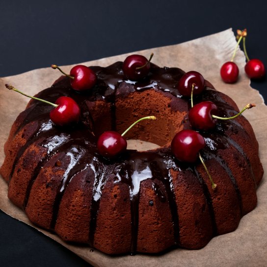 Постный шоколадный кекс с вишней