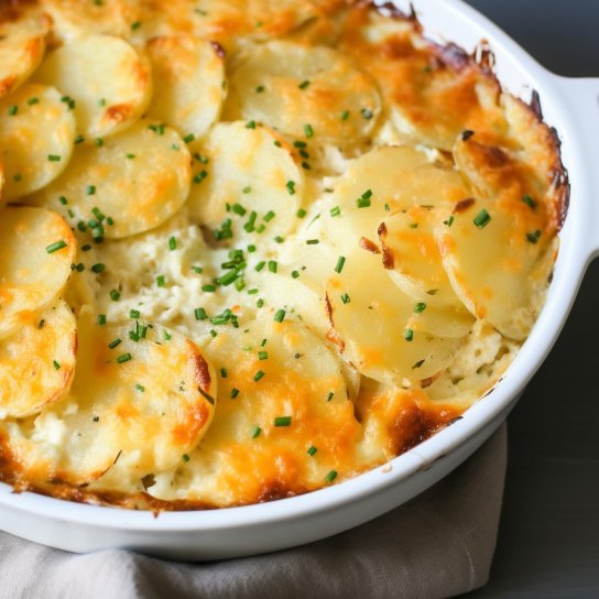 Молодой картофель, запеченный в чесночном соусе.