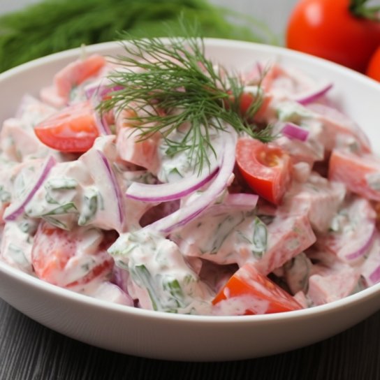 Салат з помідорами і сметаною