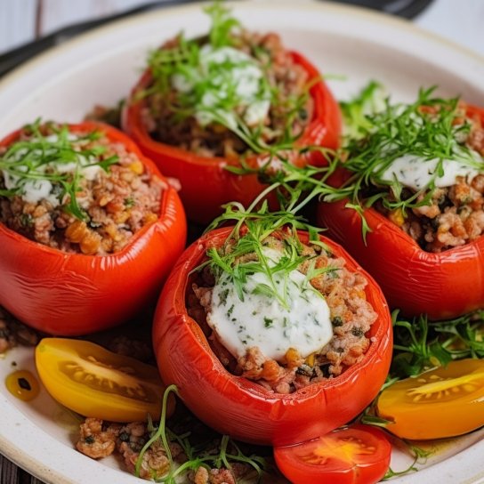 Помідори, фаршировані гречкою з фетою