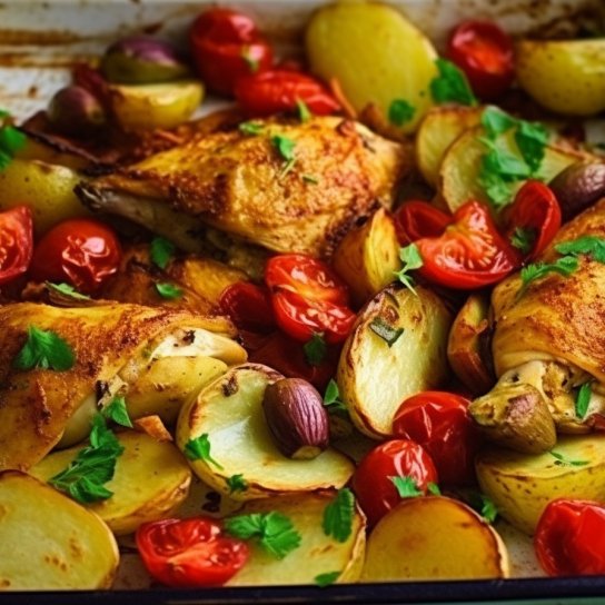 Курка карі з молодою картоплею та овочами