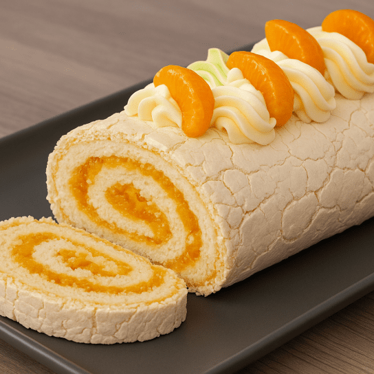 меренговий рулет із мандариновою начинкою