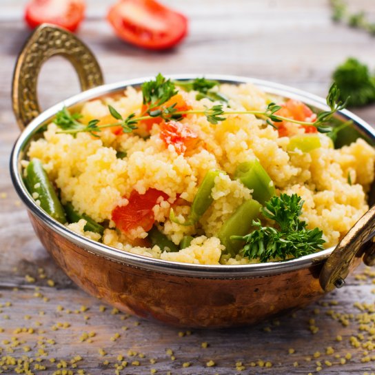 Булгур зі стручковою квасолею і овочами