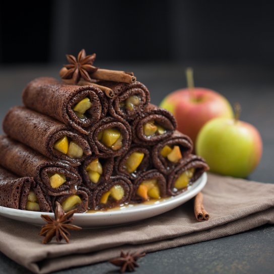 Шоколадні налисники з яблуками