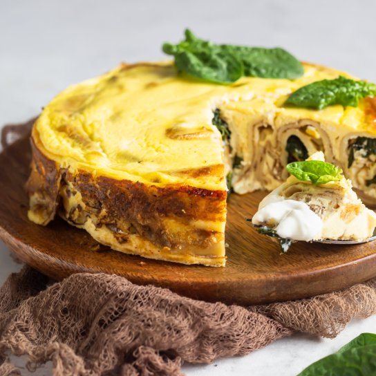 Млинцева запіканка з курячим філе