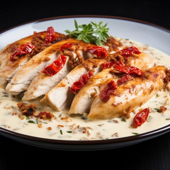 Куряче філе з в’яленими томатами у вершках