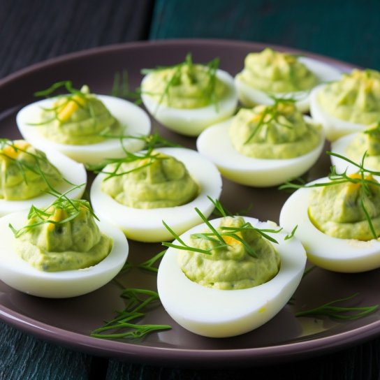 Варені яйця, фаршировані мусом із зеленого горошку
