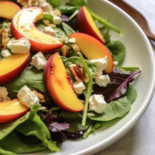 Салат с персиками и козьим сыром