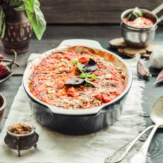 Запіканка з баклажанів і помідорів