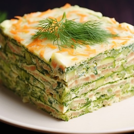 Кабачковий торт, зібраний з млинців