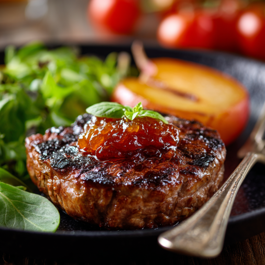 стейк з апельсиновим джемом