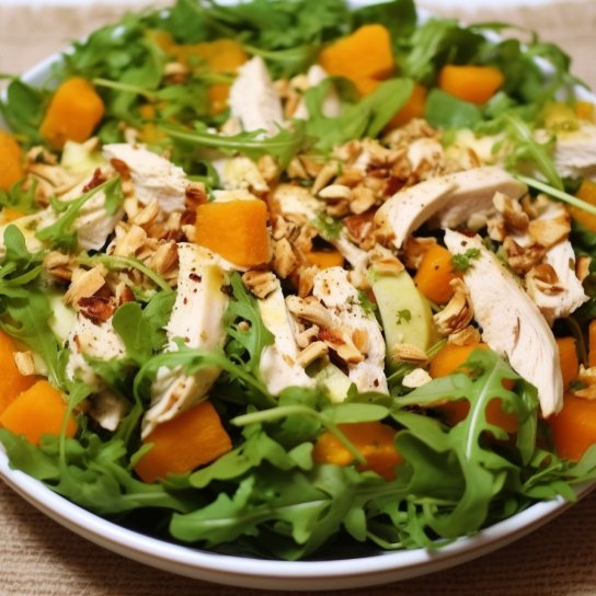 Салат з курятиною, хурмою й авокадо