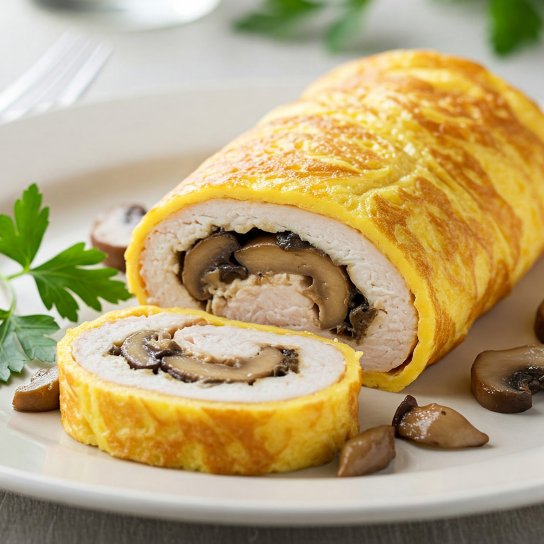 Курячий рулет з сиром і грибами