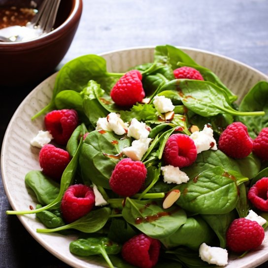 Салат из шпината, малины